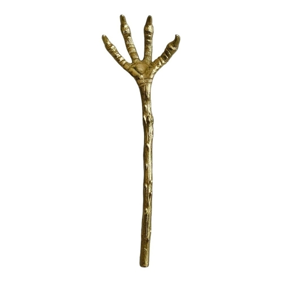 Serving Hands Set of 2 Halloween Claw Salad Server Gold Metal Tongs Food Grabber - Picture 6 of 8